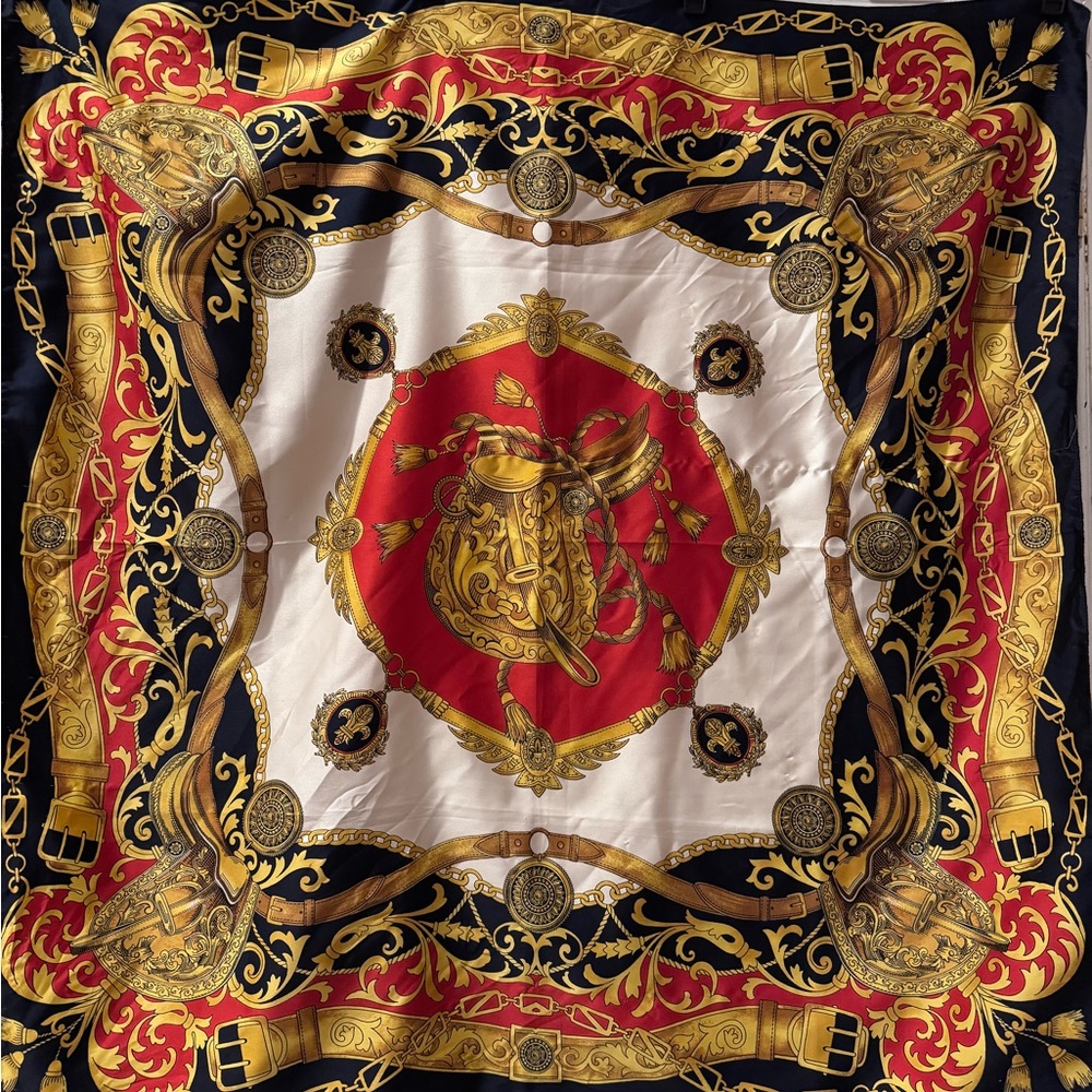 Nicole De Beauvoir Paris Red and Gold Scarf